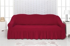 Чехол на трехместный диван с оборкой CONCORDIA "Triple sofa", цвет: бордовый Venera