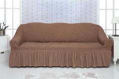 Чехол на трехместный диван с оборкой CONCORDIA "Triple sofa", цвет: коричневый