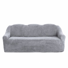 Чехол на трехместный диван плюшевый Venera "Sofa soft", цвет: серый