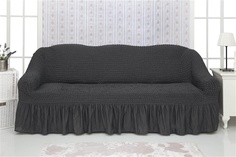 Чехол на трехместный диван с оборкой CONCORDIA "Triple sofa", цвет: темно-серый Venera