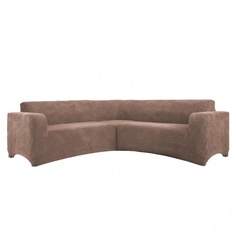 Чехол на угловой диван плюшевый Venera "Corner cover soft", цвет: коричневый