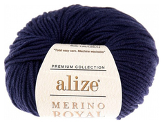 Пряжа "Merino Royal" 100% шерсть 100м/50гр (58 т. синий) ALIZE