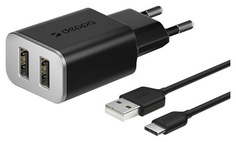 Deppa СЗУ2 2.4A+TypeC black