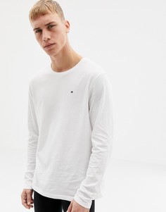 Белый домашний лонгслив с логотипом-флагом Tommy Hilfiger