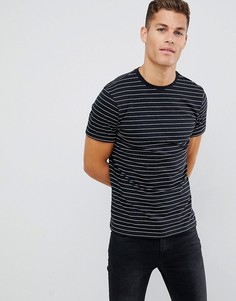 Черная oversize-футболка в полоску New Look-Черный