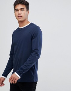 Лонгслив с круглым вырезом и контрастной окантовкой ASOS DESIGN-Мульти