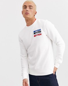 Свитшот с круглым вырезом и принтом на груди Scotch & Soda-Белый