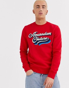 Свитшот с круглым вырезом и принтом Scotch & Soda-Красный