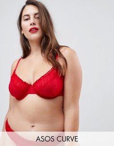 Бюстгальтер на косточках ASOS CURVE Paris-Красный