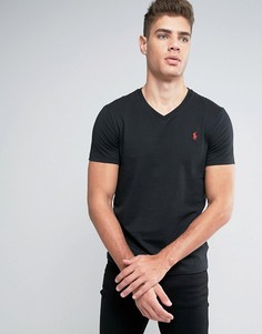 Футболка классического кроя с логотипом и V-образным вырезом Polo Ralph Lauren-Черный