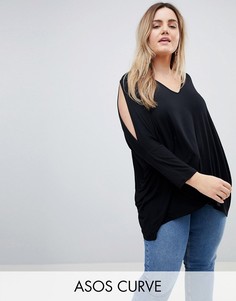 Свободный асимметричный топ ASOS CURVE-Черный