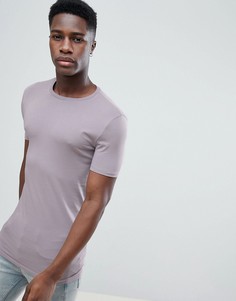 Фиолетовая удлиненная обтягивающая футболка с круглым вырезом ASOS DESIGN-Фиолетовый