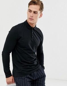 Поло из трикотажа черного цвета с длинными рукавами ASOS DESIGN-Черный