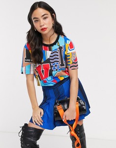 Футболка с университетским принтом Love Moschino-Мульти