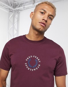 Бордовая футболка с логотипом в стиле ретро Fred Perry-Красный