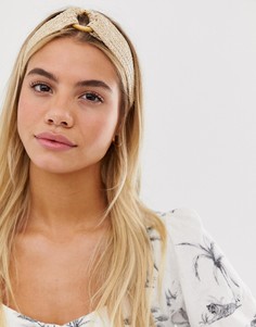 Повязка на голову из рафии с деревянным кольцом ASOS DESIGN-Кремовый