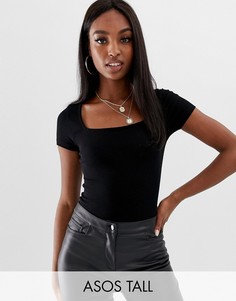 Черное боди с квадратным вырезом ASOS DESIGN Tall-Черный