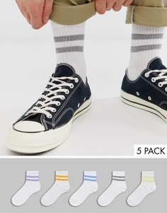 5 пар коротких спортивных носков ASOS DESIGN - скидка-Белый