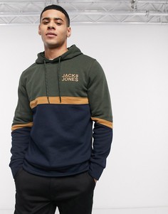 Худи с контрастными вставками Jack & Jones essentials-Зеленый