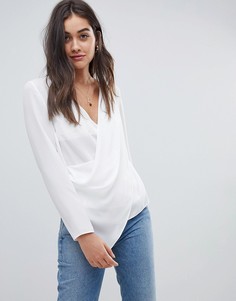 Лонгслив с глубоким вырезом и запахом ASOS DESIGN-Белый