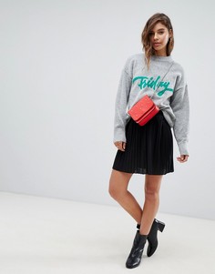 Трикотажная плиссированная мини-юбка ASOS DESIGN-Черный