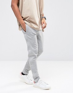Серые облегающие джоггеры с кнопками по бокам ASOS-Серый