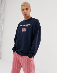 Oversize-свитшот с принтом ASOS DESIGN-Темно-синий