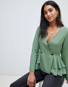 Топ в стиле смокинга с длинными рукавами и пуговицами ASOS DESIGN-Черный