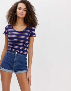 Полосатая футболка в рубчик Brave Soul-Синий