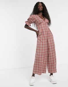 Розовый комбинезон в клетку ASOS DESIGN