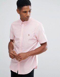 Розовая узкая оксфордская рубашка с короткими рукавами Polo Ralph Lauren-Розовый