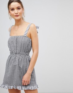 Пляжное платье в клетку с завязками на плечах ASOS DESIGN-Мульти