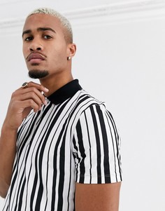 Поло из органического хлопка в вертикальную полоску ASOS DESIGN-Белый