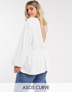 Свободный топ с длинными объемными рукавами и завязкой сзади ASOS DESIGN Curve-Красный