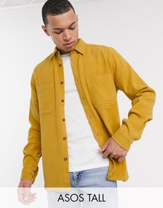 Желтая фланелевая рубашка с начесом ASOS DESIGN Tall-Желтый