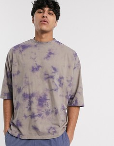 Oversize-футболка из органического хлопка с принтом тай-дай ASOS DESIGN-Бежевый