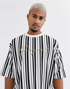Футболка из органического хлопка в вертикальную полоску ASOS DESIGN-Белый