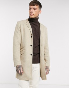 Светло-бежевое трикотажное строгое пальто Only & Sons-Светло-коричневый