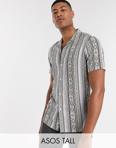 Черная гавайская рубашка с отложным воротником ASOS DESIGN Tall-Серый