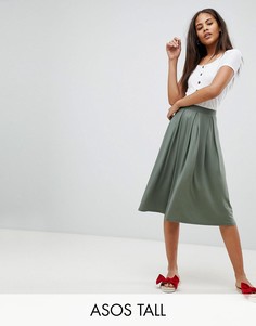 Юбка миди со складками ASOS DESIGN Tall-Зеленый