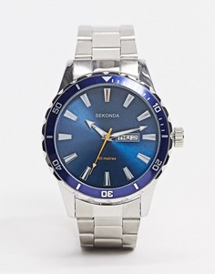 Серебристые часы-браслет с синим циферблатом Sekonda-Серебряный
