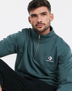 Свитер цвета хаки с молнией Converse-Зеленый