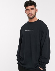 Черный лонгслив с цветочным принтом New Look