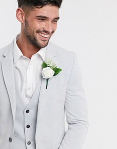 Серый оксфордский пиджак супероблегающего кроя ASOS DESIGN wedding