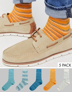 Набор из 5 пар носков в "гусиную лапку" ASOS DESIGN-Мульти