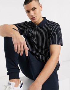 Поло темно-синего цвета в полоску Topman-Темно-синий