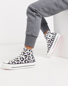 Высокие кеды на платформе с леопардовым принтом Converse Chuck Taylor-Розовый