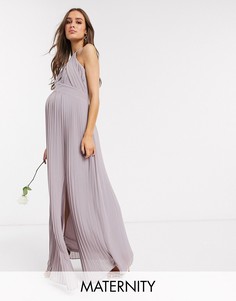 Эксклюзивное серое платье макси с плиссировкой TFNC Maternity bridesmaid-Серый
