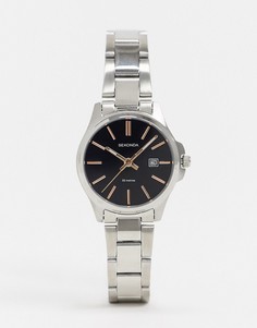 Серебристые наручные часы с черным циферблатом Sekonda-Серебряный