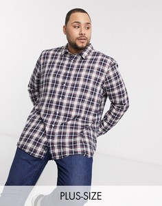 Рубашка в темно-синюю и светло-бежевую клетку Burton Menswear Big & Tall-Серый